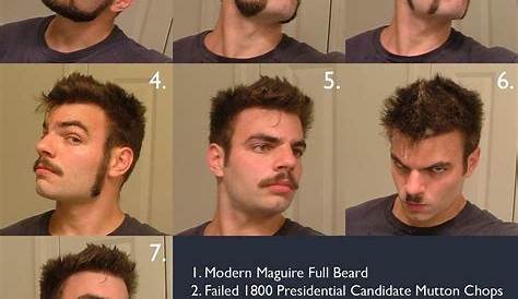Men's Facial Hair Style Chart- some ideas of facial hair | Mens facial