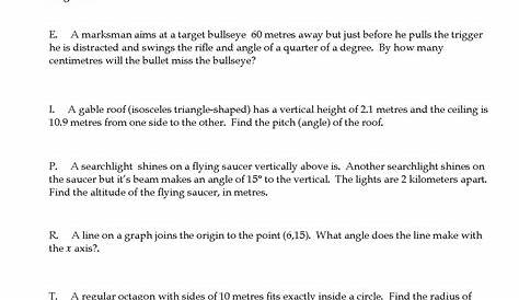 right triangle trigonometry word problems worksheet with answers