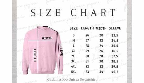 Gildan 18000 Sweatshirt Size Chart, Unisex Crewneck (1001795