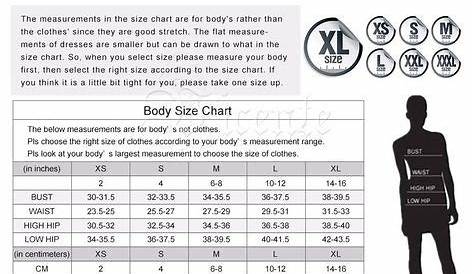 yandy costume size chart