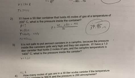 Solved Ideal Gas Law Practice Worksheet Solve the following | Chegg.com