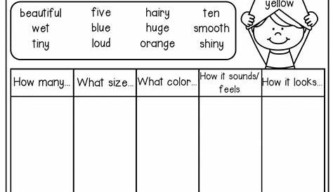 activity sheets for adjectives grade 4