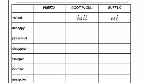prefix and suffix worksheets grade 7