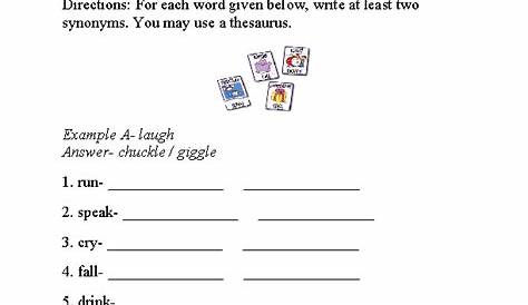 synonym worksheets 1st grade