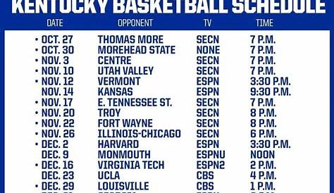University Of Kentucky Basketball Schedule : Kentucky Basketball 2019