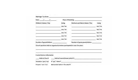 Funeral Planning Worksheet Free - Promotiontablecovers