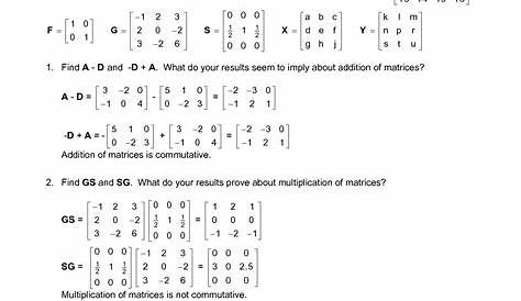 matrix practice worksheet