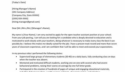 teacher resume cover letter sample