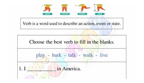 Grade 1 Verbs Worksheets - The Learning Apps