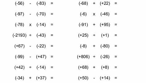 division of integers worksheet grade 7