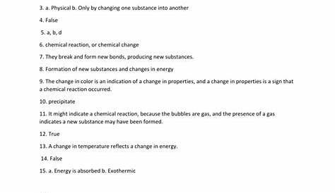 Physical And Chemical Properties And Changes Worksheet Answers Part B