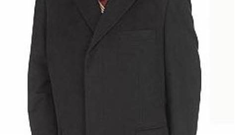 Men's Full Length Solid Black Overcoat Wool Blend Single Breasted 3 Bu