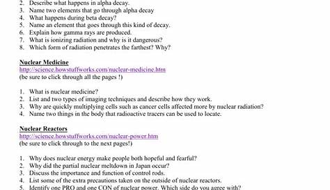 radioactivity worksheets answers