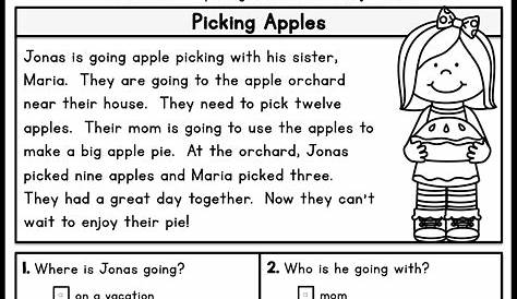 1St Grade Reading Comprehension Worksheets Pdf For Printable — db-excel.com