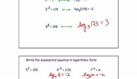 logarithmic and exponential form worksheet