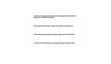 molarity and molality worksheet answers