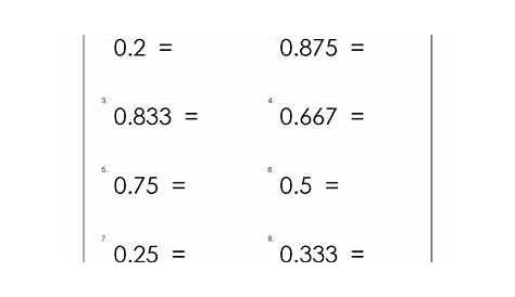 fractions to decimal worksheet