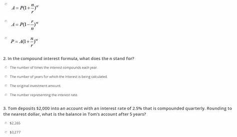 Quiz & Worksheet - Calculating Compound Interest | Study.com