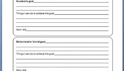 goals worksheet for students