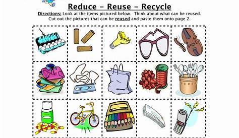 reduce recycle reuse worksheets