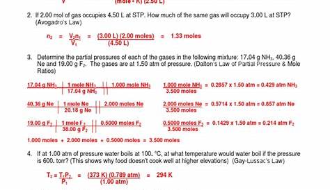 gas laws practice worksheets