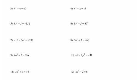 square root equations worksheet