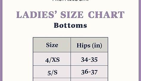 fruit of the loom panty size chart