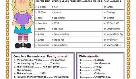 in on preposition worksheets