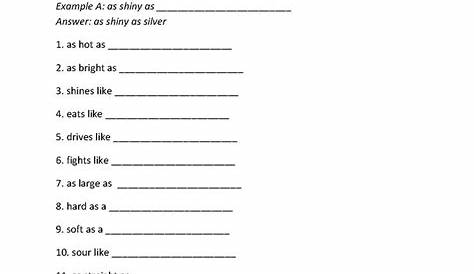 Identifying Similes And Metaphors Worksheet. Some of the worksheets for