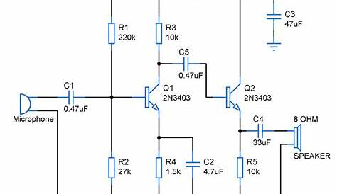 simple amplifier circuit diagram using transistor
