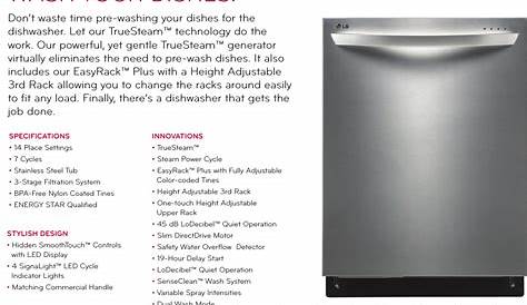 LG LDF8072ST User Manual Specification LDF8072 Dishwasher Spec Sheet