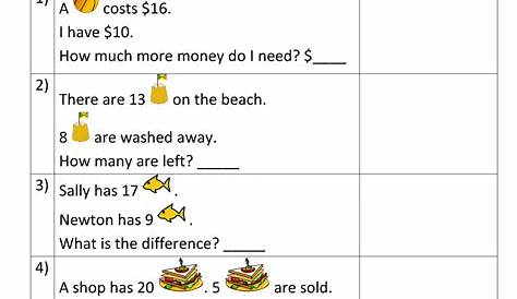 subtraction word problems 1st grade pdf