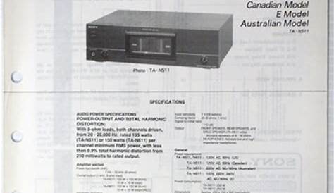 Sony TA-N511 TA-N611 Stereo Power Amplifier Service Manual Parts