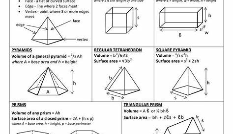 7th grade geometry formula sheet
