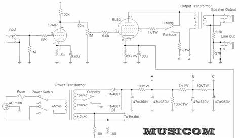 5W Tube Amplifier with EL84 | Electronic Schematic Diagram