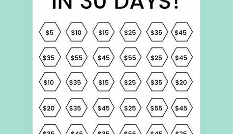 Money Saving Challenge Printable Save 1000 in 30 Days - Etsy