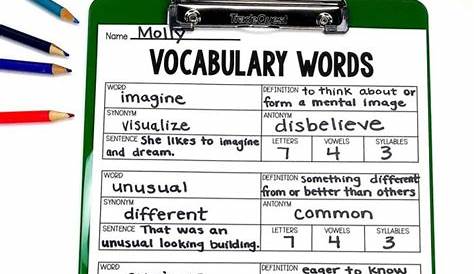 Vocabulary Vocabulary Vocabulary Activities
