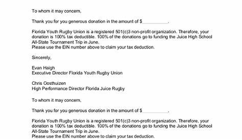 tax letter for donation