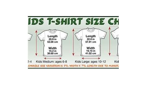 youth small t shirt size chart