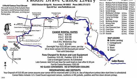 Map for Paddling Au Sable in Roscommon MI | Roscommon, Canoe trip, Map