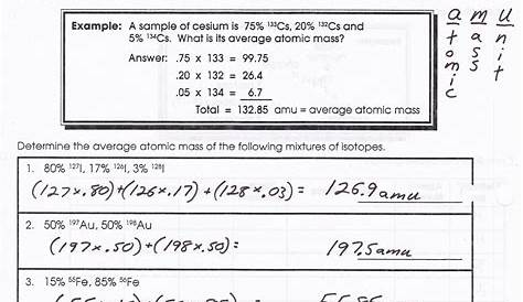 mass/mass problems worksheet