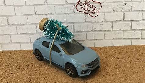 Honda Civic Carrying Christmas Tree Blue Honda Civic Car | Etsy