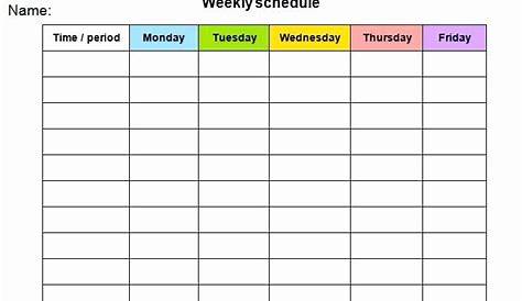 Monday Through Friday Schedule Template Best Of Blank Printable