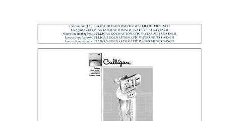 Culligan water softener instruction manual