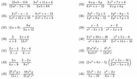 Addition And Subtraction Of Rational Algebraic Expressions Worksheets