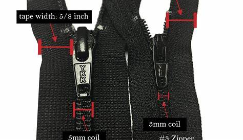 zipper size chart ykk