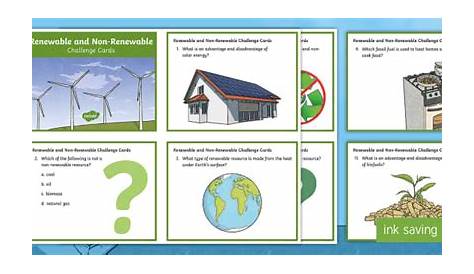 Renewable vs Non-Renewable Challenge Cards for 3rd-5th Grade