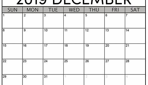 december 2019 calendar printable