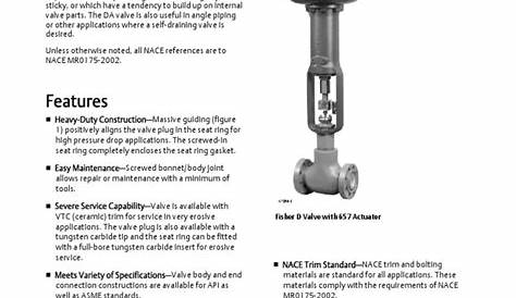 Fisher D and DA Control Valves Product Bulletin | Valve | Gas Technologies