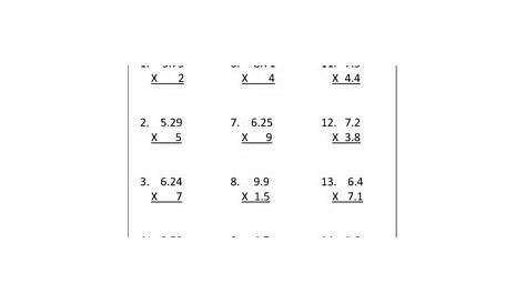 multiplying and dividing with decimals worksheet